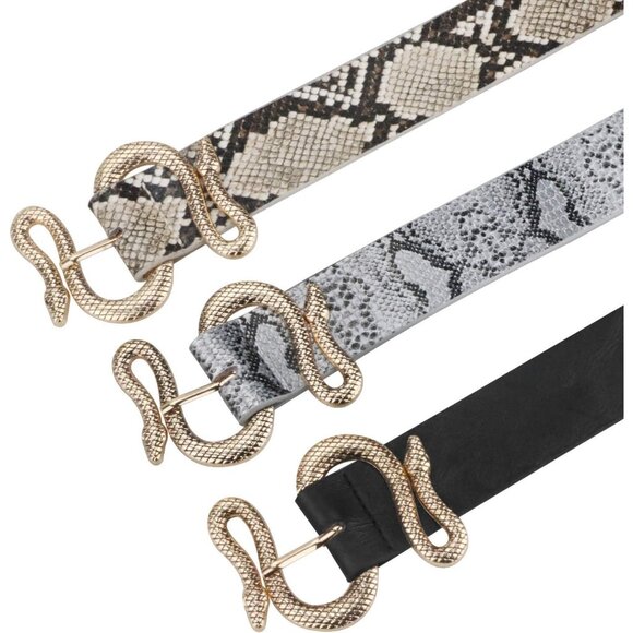⚡silver Snake Belt for Women Faux Leather Fashion Belt for Jeans and Dresses - Picture 4 of 5